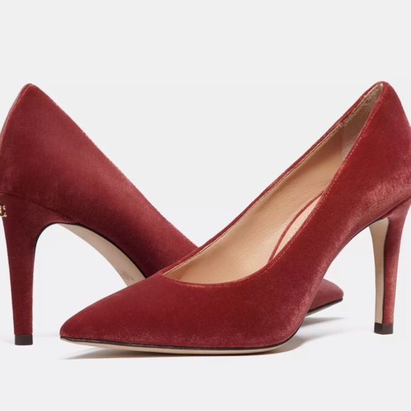 New 🍒Coach Skyler Velvet Red Pump Heels - Picture 1 of 5